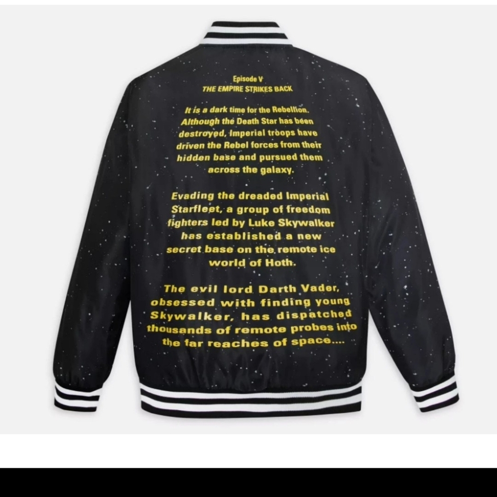 Disney Star Wars 'The Empire Strikes Back' Black Bomber Jacket with Yellow Text